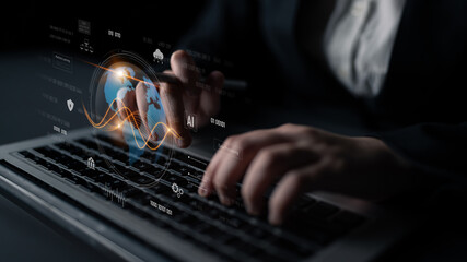 Global AI and data processing system enhances data, AI, and processing efficiency through digital network and global integration of intelligent technology Latch