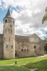 Haapsalu Castle in Estonia, Europe, founded in the thirteenth century as the seat of the Bishopric of Osel-Wiek. A beautiful historical castle or fort, with stone walls, a tower and a cathedral