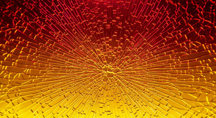 Abstract shattered glass background with red and yellow gradient