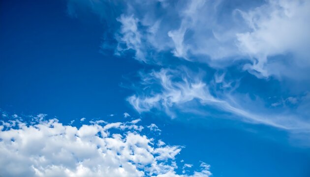 A vibrant blue sky adorned with fluffy white clouds - Powered by Adobe