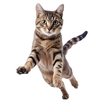 Jumping cat png on white background