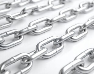 Fototapeta premium Silver Chains on White Background.