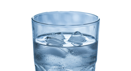 glass of water and ice with frosty background cut out trasparent background