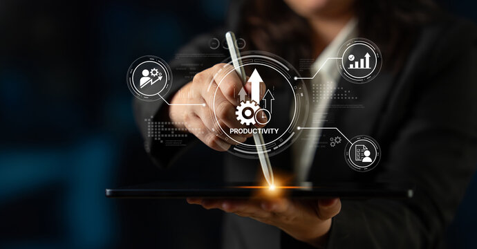 Productivity improvement in digital business, showing productivity tools, productivity tracking, productivity optimization, and workflow for business workplace efficiency. Spline