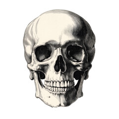 Obraz premium Monochrome skull drawing with ink lines isolated on transparent background 