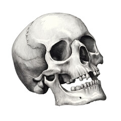 Obraz premium Vintage ink skull sketch illustration isolated on transparent background 