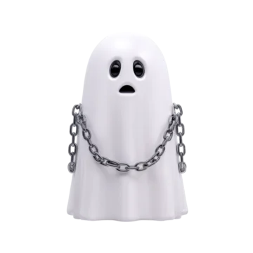 Haunted ghost spirit holding chains with spooky dark vibe on transparent background