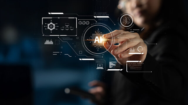 AI interface showing how artificial intelligence powers systems. AI Artificial intelligence transforms data, enables automation, and AI artificial intelligence drives innovation. Latch
