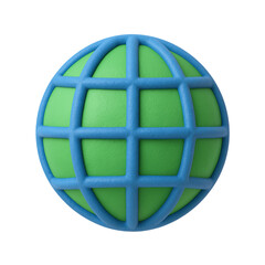 3D green and blue globe icon symbol of world internet global network earth planet and communication