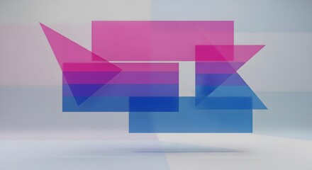 Fototapeta premium Abstract Rectangles and Triangles in Bi+ Colors – Semi-Transparent Geometry with Depth and Light