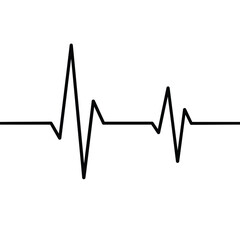 Black electrocardiogram line on white heartbeat pulse