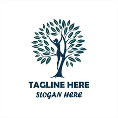 Obraz premium Human Tree Logo Design with Leaves and Nature Concept on White Background