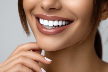 Fototapeta premium Bright smile inspires confidence during a beauty session in a modern studio setting with soft lighting