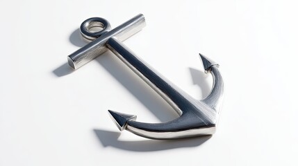 Detailed Metal Anchor On White Background Nautical Symbol Of Hope And Stability, 3D Render