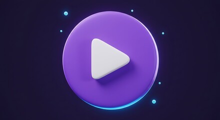 3d purple play button icon 