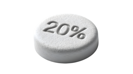 silver coin 20% off isolated on white background