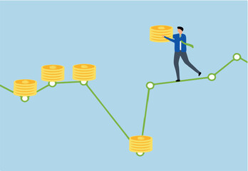 Dollar Cost Averaging , Intelligent entrepreneur investor who regularly adds to their stack of coins each month.