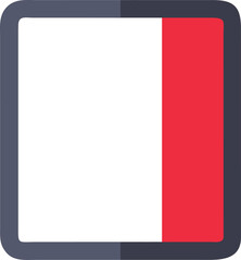 Vertical Rectangle with Red Right Side Panel grey