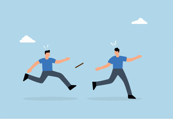 Fail baton pass, mistrust partner businessman fail Baton pass lose business competition