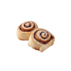 Fototapeta premium Two Delicious Cinnamon Rolls with Powdered Sugar, Close-Up Studio Shot