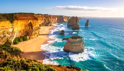 Twelve Apostles sunset coast.