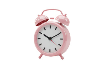 Isolated Pink Vintage Alarm Clock