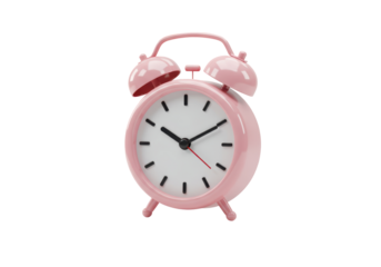 Isolated Pink Vintage Alarm Clock