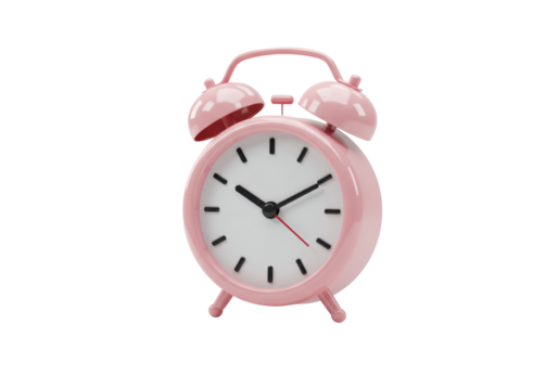 Isolated Pink Vintage Alarm Clock