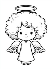 Fototapeta premium Celestial Guardian Illustration: A charming illustration of an angelic figure with a halo, wings, and a serene expression, radiating peace and purity.