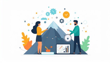 A business team collaborating in an eco-friendly office with plants, symbolizing sustainable growth and synergy.