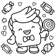 Black outlines cartoon illustration for party or holiday invitation