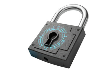 Fototapeta premium Isolated 3D Render of a Secure Padlock with Digital Code and Keyhole