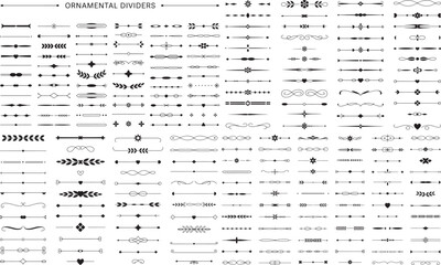 Collection of Black Ornamental Dividers A Diverse Set of Decorative Elements for Graphic Design and Embellishments Ready for Creative Projects