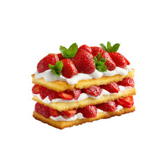 Delicious Strawberry Shortcake Layers with Whipped Cream and Mint