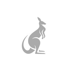 Fierce Kangaroo Logo – Minimalist Grey and White Animal Emblem
