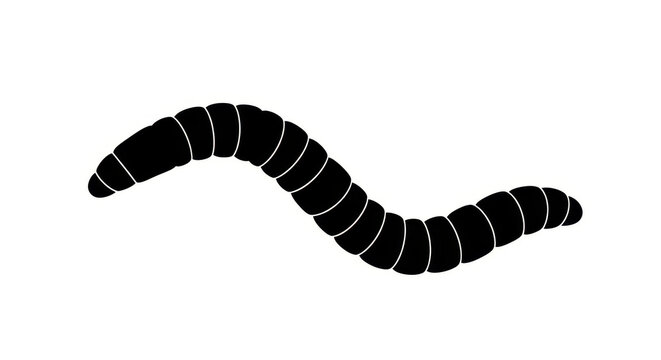 black worm silhouette on white background clip art preview