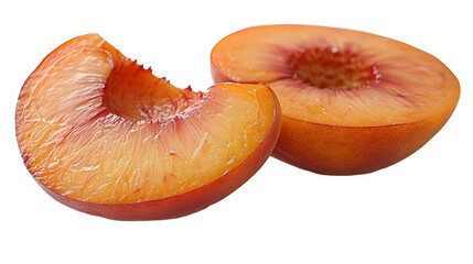 Sweet and juicy, a ripe peach fruit is isolated on a white background