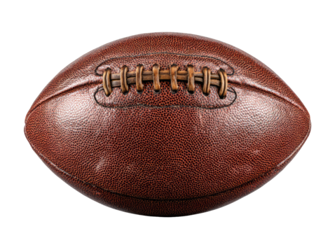 Close-up of a worn American football