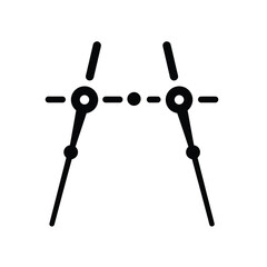 Black compass tool with circular ends drawing measurement
