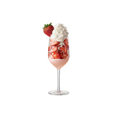 Delicious Strawberry Dessert in Wine Glass with Whipped Cream
