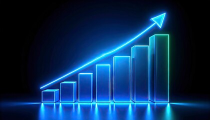 Glowing bar graph illustrating growth