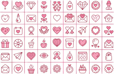 Collection of pink valentine s day icons and symbols