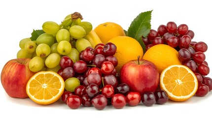 Fruits on white background, Fruits and berries
