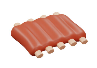 Isolated 3D Render of Delicious Grilled Pork Ribs