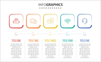 Vector Infographic design with icons and 5 options or steps. process diagram, flow chart, info graph, Infographics for business concept, presentations banner, workflow layout.