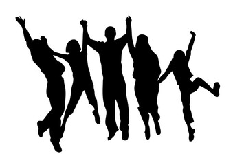 jumping dance party people silhouettes