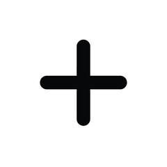 Black plus symbol with rounded corners sign graphic