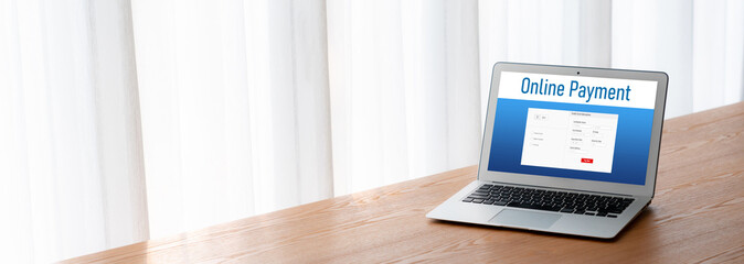Fototapeta premium Online payment platform for modish money transfer on the internet netowrk