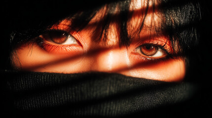 Color portrait of a girl on a dark background.