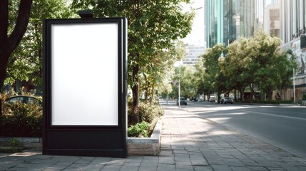 Elegant photo of outdoor Poster frame Mockup. 3d illustration.